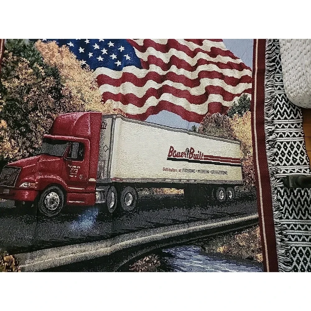 Bauer Built 60th Anniversary Patriotic Trucker USA  Cotton throw blanket 54x80